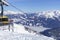 Austria Zillertal - 04 February 2019 : Many skiers and snowboarders stand inside gondola on the slope before going down