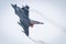 Austrian Air Force Eurofighter military aircraft on high speed