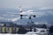 Austrian Airlines plane approaching airport Innsbruck Airport, INN