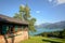 Austrian Alps: View from alpine pasture to lake Attersee, Salzburger Land, Austria