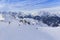 Austrian Alps in winter. Zillertal Arena mountain landscape at Tirol, Top of Europe