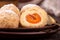 Austrian and czech sweet dessert apricot dumplings. Filled cottage cheese dough