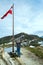 Austrian Flag above Alps mountain