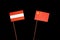 Austrian flag with Chinese flag isolated on black