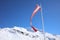 Austrian Flag near Hut at Ski Resort in Arlberg Mountains