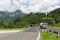 Austrian highway with cars leaving a tunnel through a mountain