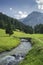 Austrian landscape with alps on background