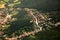 Austrian village and forest seen from a plane