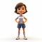 Authentic 3d Cartoon Character Render Of Emily In Shorts And T-shirt