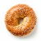 Authentic Bagel With Sesame Seeds On White Background