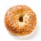 Authentic Bagel On White Background With Sesame Seeds