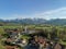 Authentic Bavarian village close to alp mountains