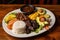 authentic colombian restaurant, with colorful dishes and vibrant flavors