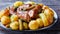 Authentic german spiral sausage with young potato