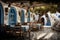 Authentic Greek tavern near sea. Generate Ai