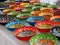 Authentic hand made Turkish ceramic bowls with vibrant bright colours and intricate hand painted design