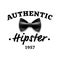 Authentic Hipster Label Vector. Brand Design Element. Bow Tie. Realistic Illustration