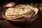 Authentic Indian cuisine chapati showcased on a rustic wooden background