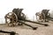 Authentic Italian cannon on a white foggy background