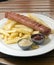 Authentic kielbasa Polish sausage with french fries