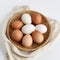 Authentic Larme Kei Style: Fresh White And Brown Eggs In Wicker Basket