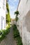 Authentic little cobblestone street in Charentes maritime ile de Re Island in France