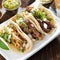 Authentic mexican barbacoa, carnitas and chicken tacos