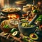 Authentic Mexican Cooking: Tacos and Fresh Guacamole Preparation