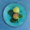 Authentic organic food. Two Pears on plate. Italian delishes