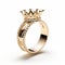 Authentic Queen Crown Inspired Gold Ring With Faceted Shapes