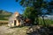 Authentic renovated Pyrenean barn in the Aure valley. slate roof, exposed stone and wood construction. amazing view on the