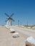 Authentic Spanish windmill in the desert part of Campo de Criptana, Toledo community, Spain