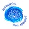 Authentic thai massage concept.  Lotus flower silhouette on blue watercolor background  for your design