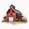 Authentic Western Style: Hand Drawn Red Barn in the Countryside Watercolor ,AI Generated