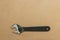 Authentic worn wrench with copyspace. flat lay. top view.