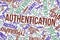 Authentication, conceptual word cloud for business, information technology or IT.