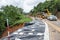 Authorities repairing the collapsed road landslide