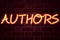 Authors neon sign on brick wall background. Fluorescent Neon tube Sign on brickwork Business concept for Word Message