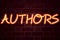 Authors neon sign on brick wall background. Fluorescent Neon tube Sign on brickwork Business concept for Word Message Text Typogra