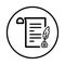 Authorship, writer, document, file icon. Rounded black vector design