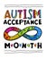 Autism acceptance month. Autistic spectrum disorder vertical poster.