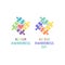 Autism awareness day colorful puzzle. Heart jigsaw shape.