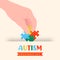 Autism awareness day puzzle game hand card