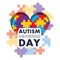 Autism awareness day puzzle shape heart health care medical event