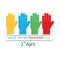autism awareness day raised hands different color