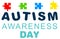 Autism awareness day template banner text isolated on white