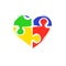 AUTISM awareness heart icon. Clipart image