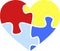 Autism awareness month symbol. Puzzle colored heart.