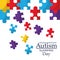 Autism awareness poster with puzzle pieces solidarity and support symbol