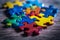 Autism awareness, symbol puzzle, colorful representation, neurodiversity acceptance